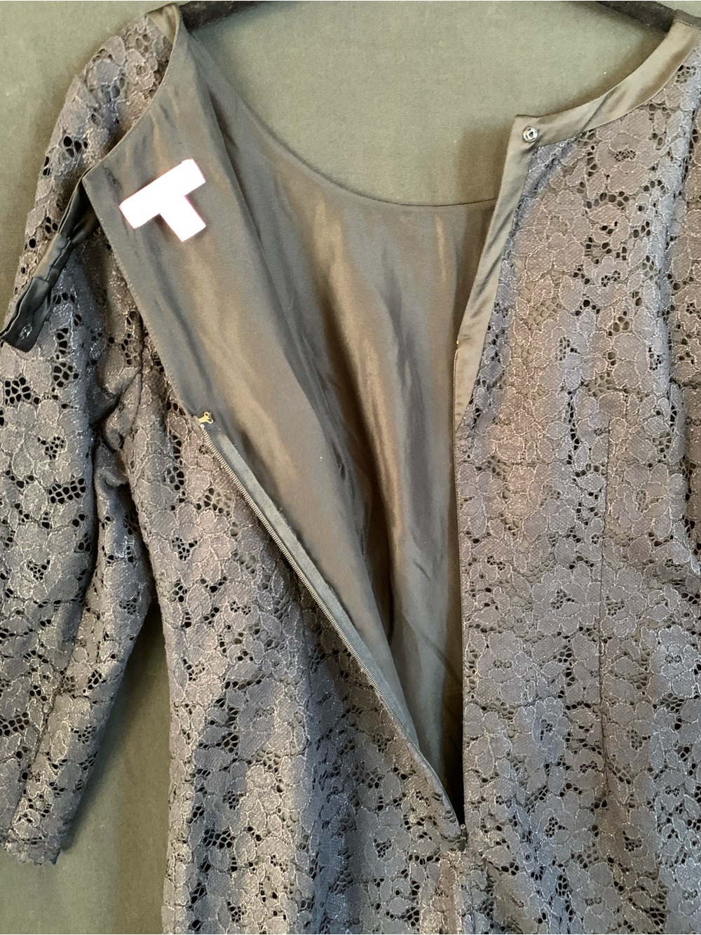 Lilly Pulitzer Black Lace Shift Dress w/Satin Trim & Bow Detail - Size 10 - Picture 7 of 16